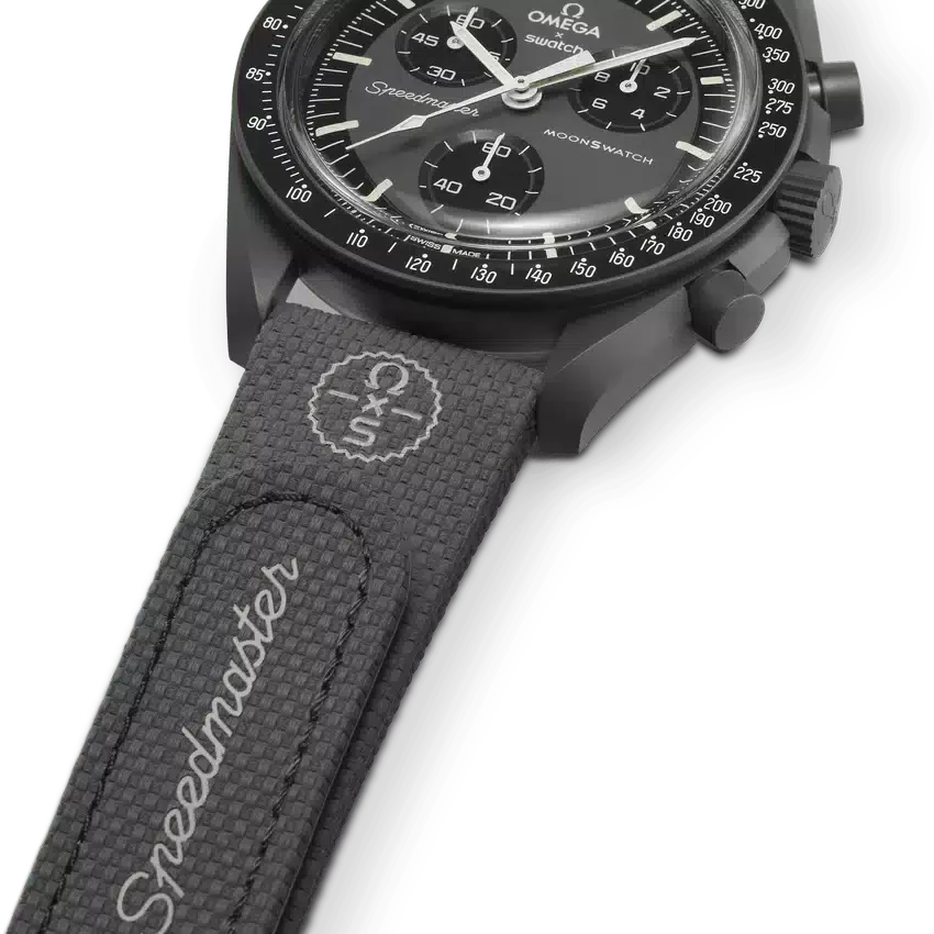 MoonSwatch Dunkelgrau/Schwarz Gummi